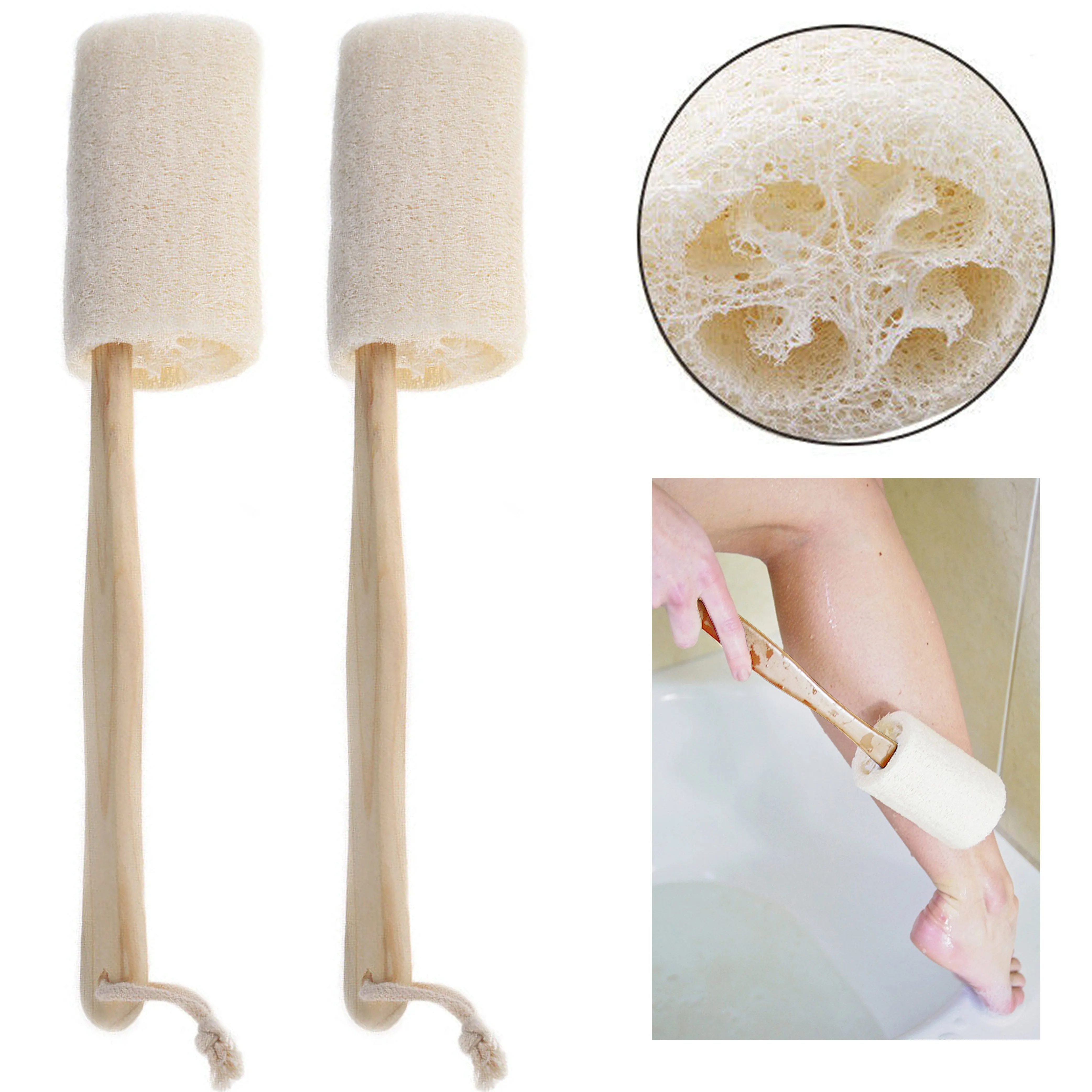 2 Scrubber Bath Natural Loofah Sponge Body Brush Shower Body Skin Exfoliating