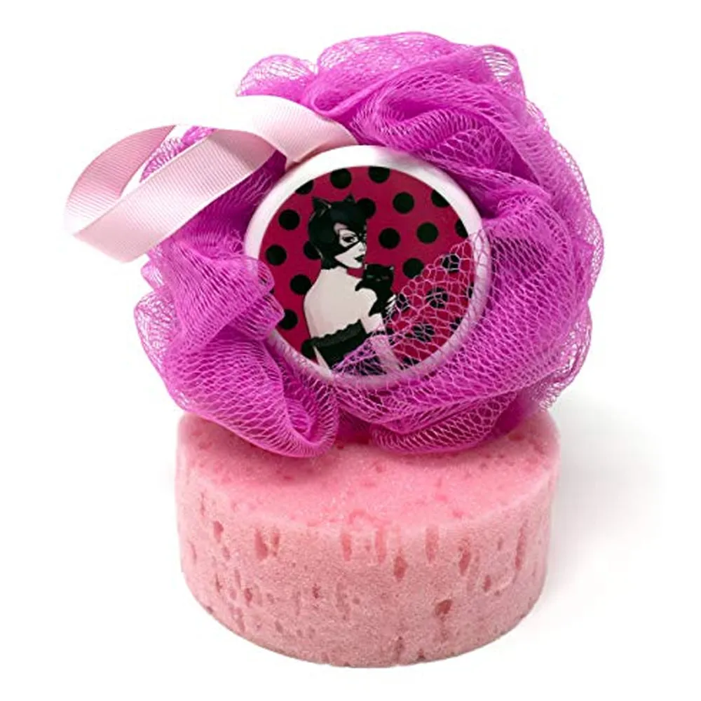 2 X Pink Shower Bath Sponge Mesh Ball Wash Skin Spa Massage Loofah Body Scrubber