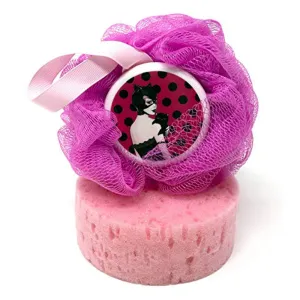 2 X Pink Shower Bath Sponge Mesh Ball Wash Skin Spa Massage Loofah Body Scrubber