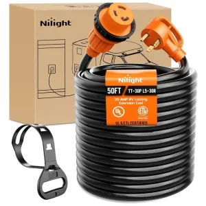 30Amp RV 50FT Locking Extension Cord Drag Tool