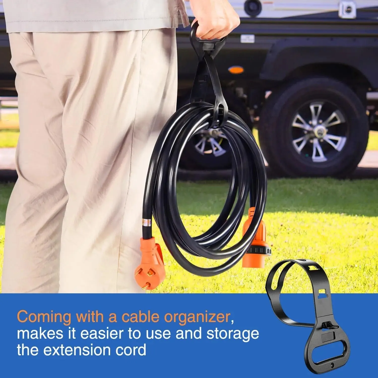30Amp RV 50FT Locking Extension Cord Drag Tool