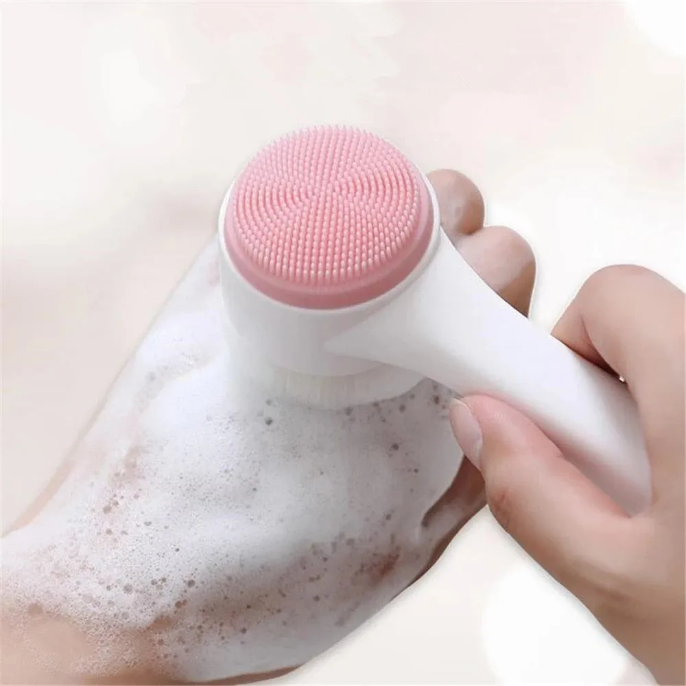 3D Bilateral Soft Bristles Silicone Double-Sided Face Brush