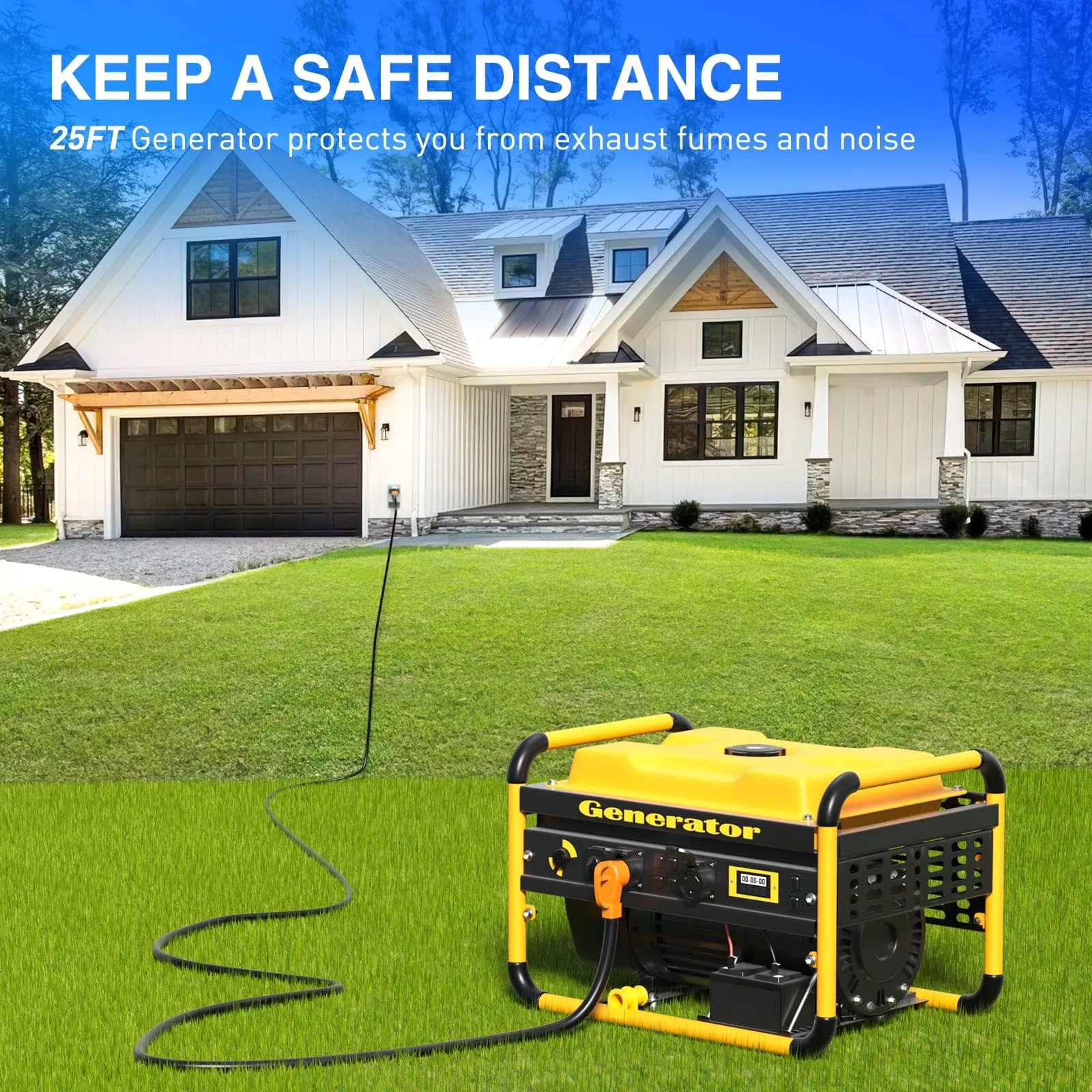 50A 25FT Generator Extension Cord Power Inlet Box with Locking Connector