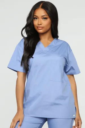 All Better Now Scrub Top - Ceil Blue