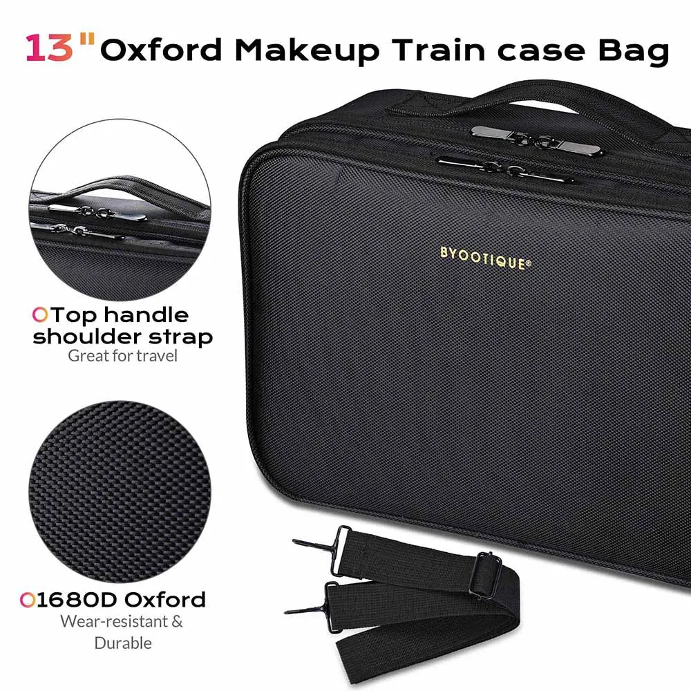 Byootique Essential 13" Cosmetic Travel Train Case Makeup Storage Divider