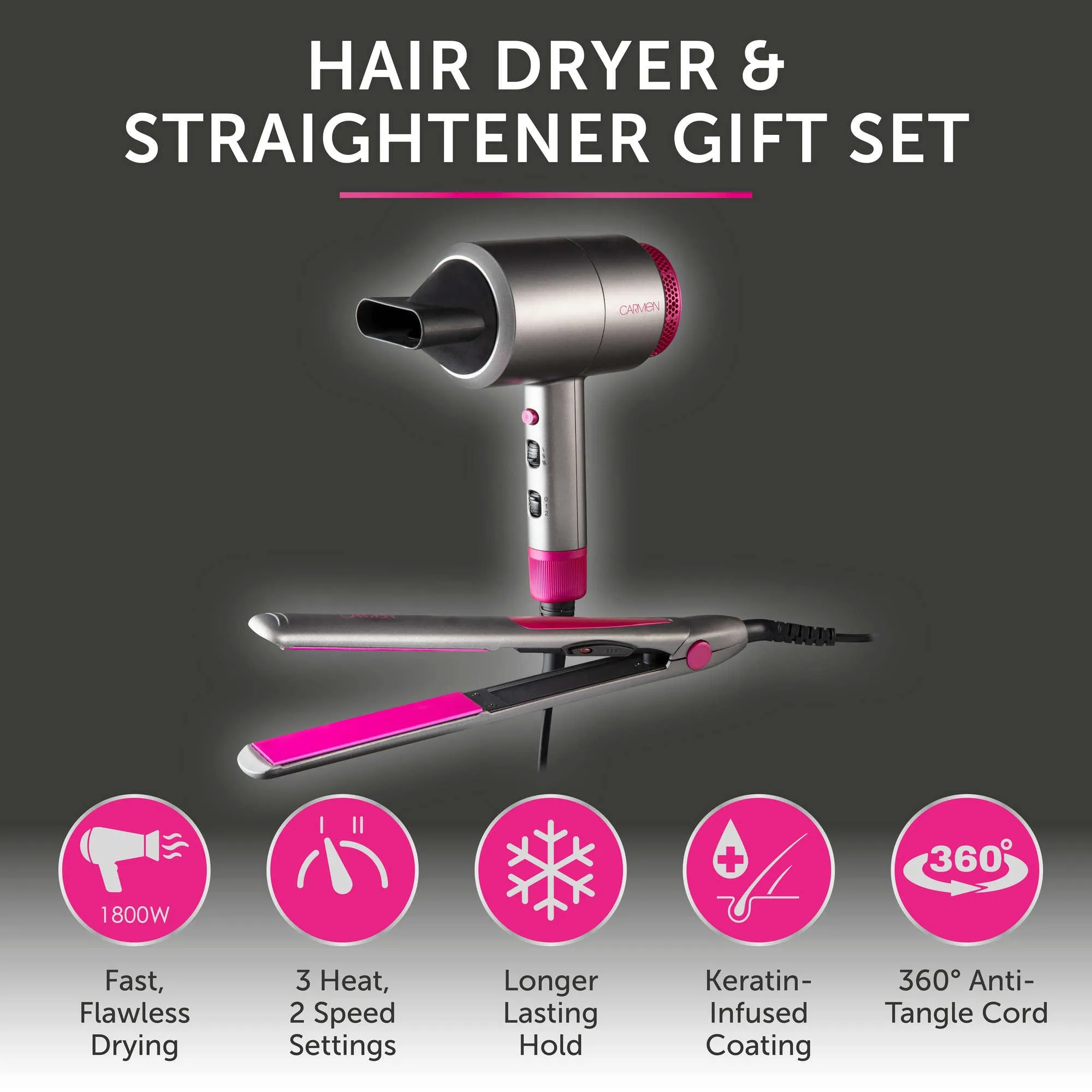 CARMEN HAIR DRYER   HAIR STRAIGHTENER SET