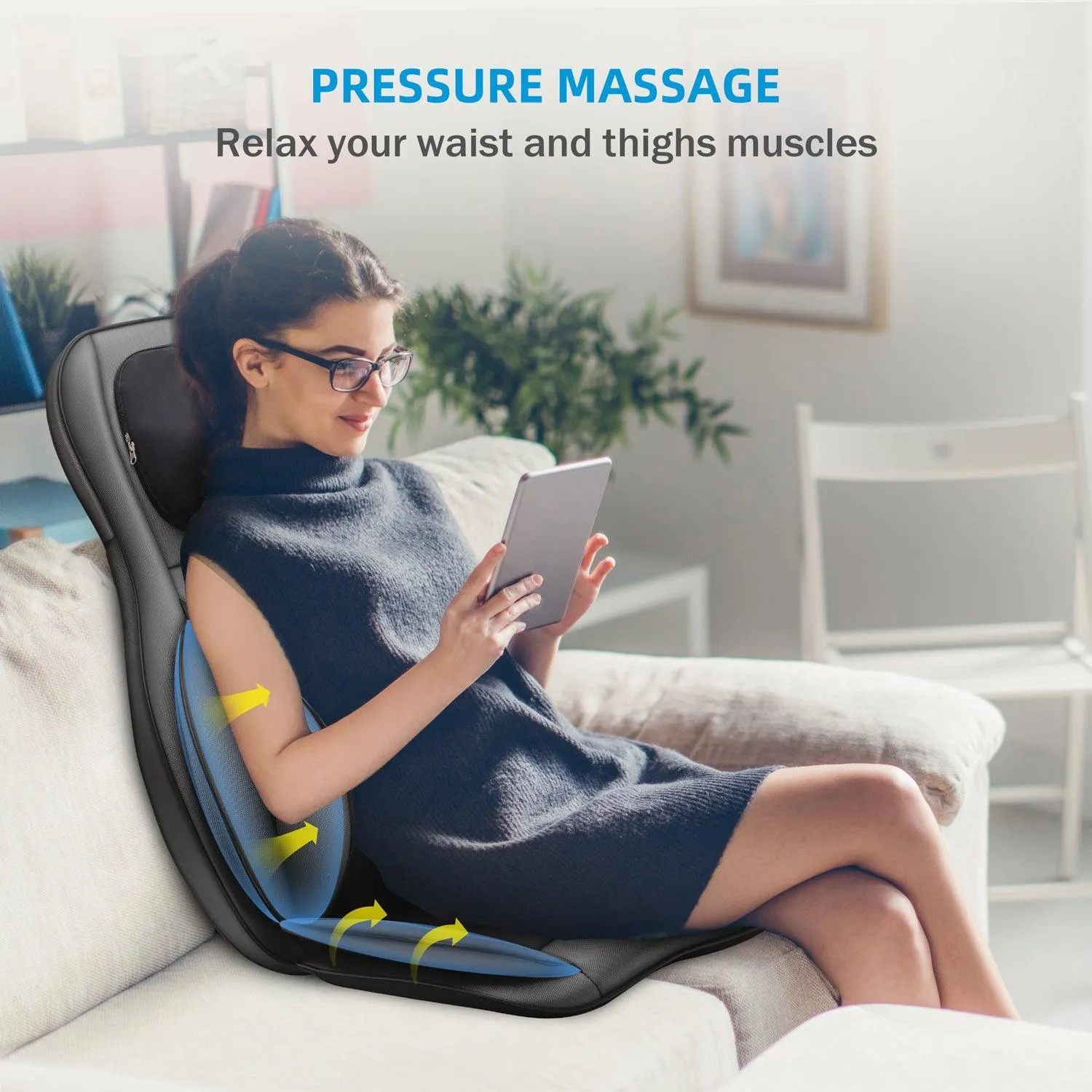 Comfier Shiatsu Neck Back Massager with Heat, Air Compression, Back Massage Chair Pad, Chair Massager for Full Body, Gifts for Women,Men -- CF-2309A-WM