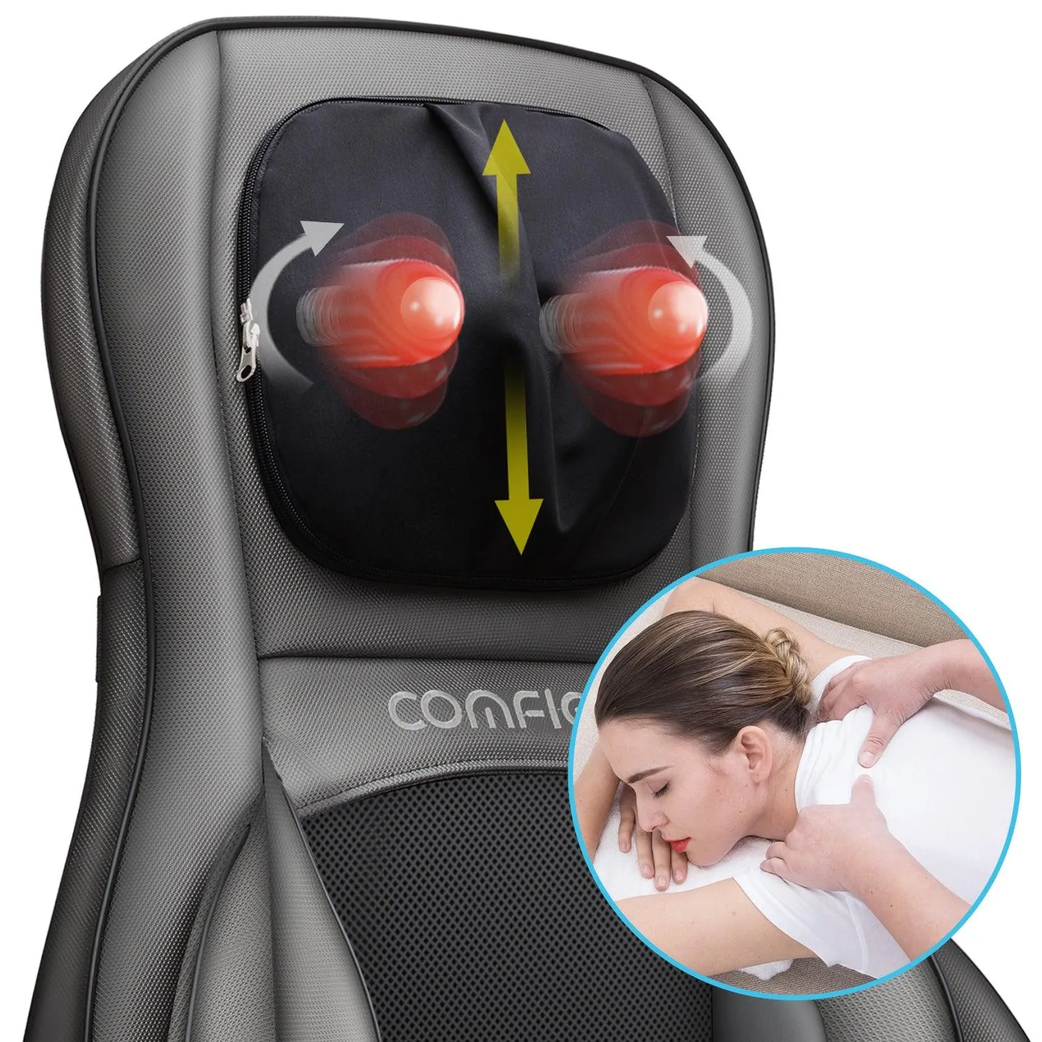 Comfier Shiatsu Neck Back Massager with Heat, Air Compression, Back Massage Chair Pad, Chair Massager for Full Body, Gifts for Women,Men -- CF-2309A-WM