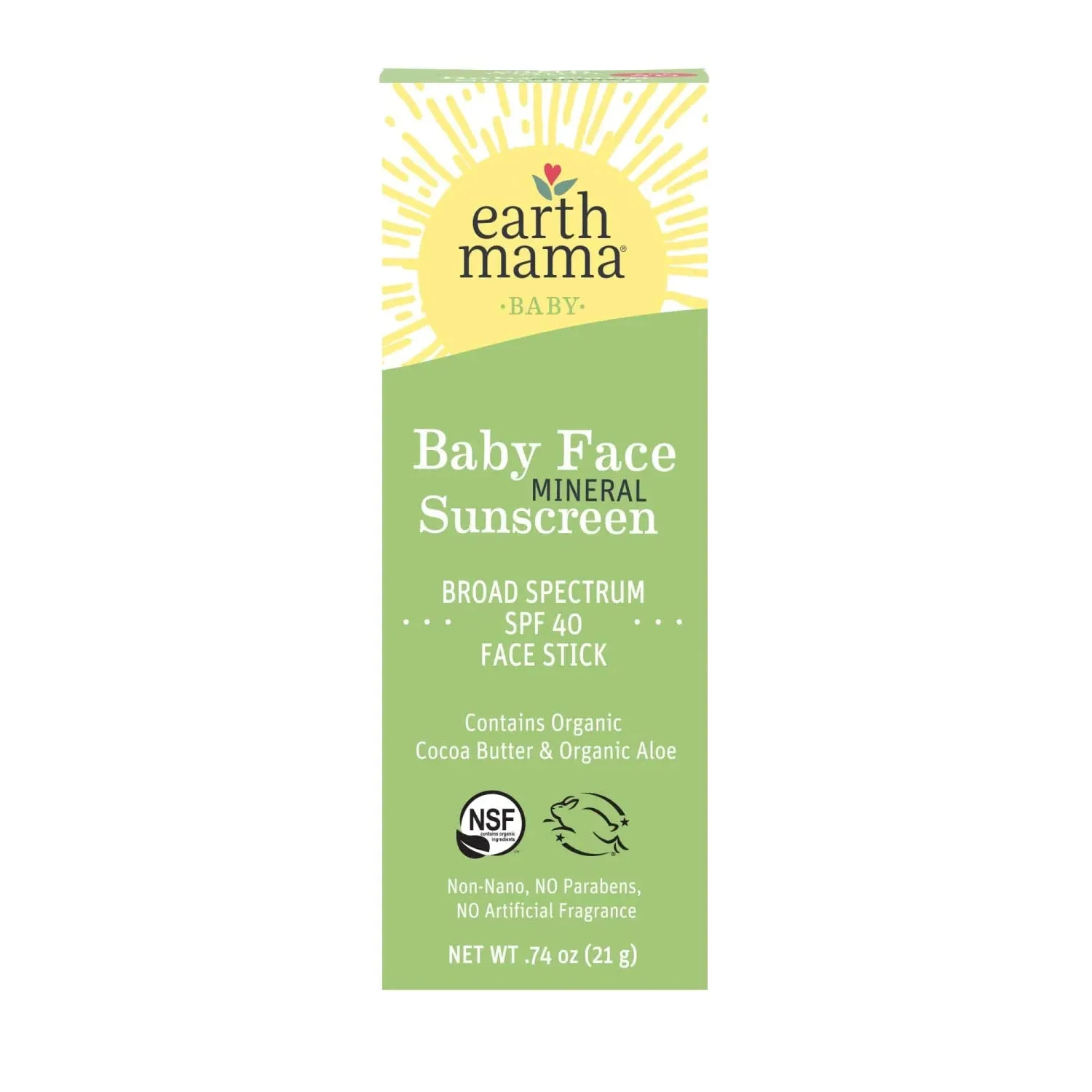 Earth Mama Baby Face Mineral Sunscreen Face Stick SPF 40