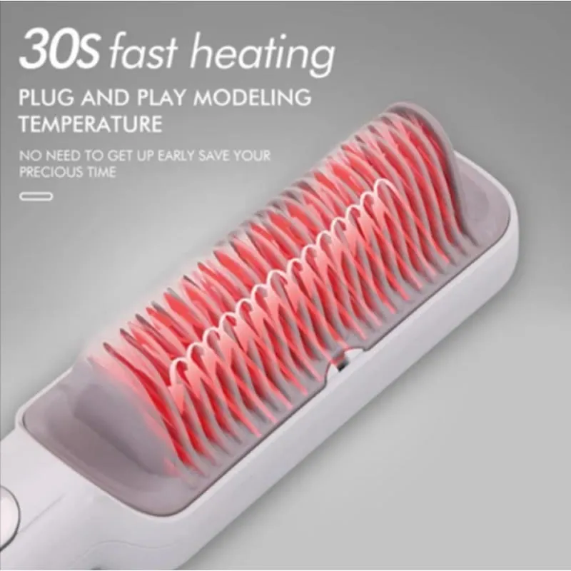 Electric Flat Iron Detangling Hair Straightening Brush En-4114