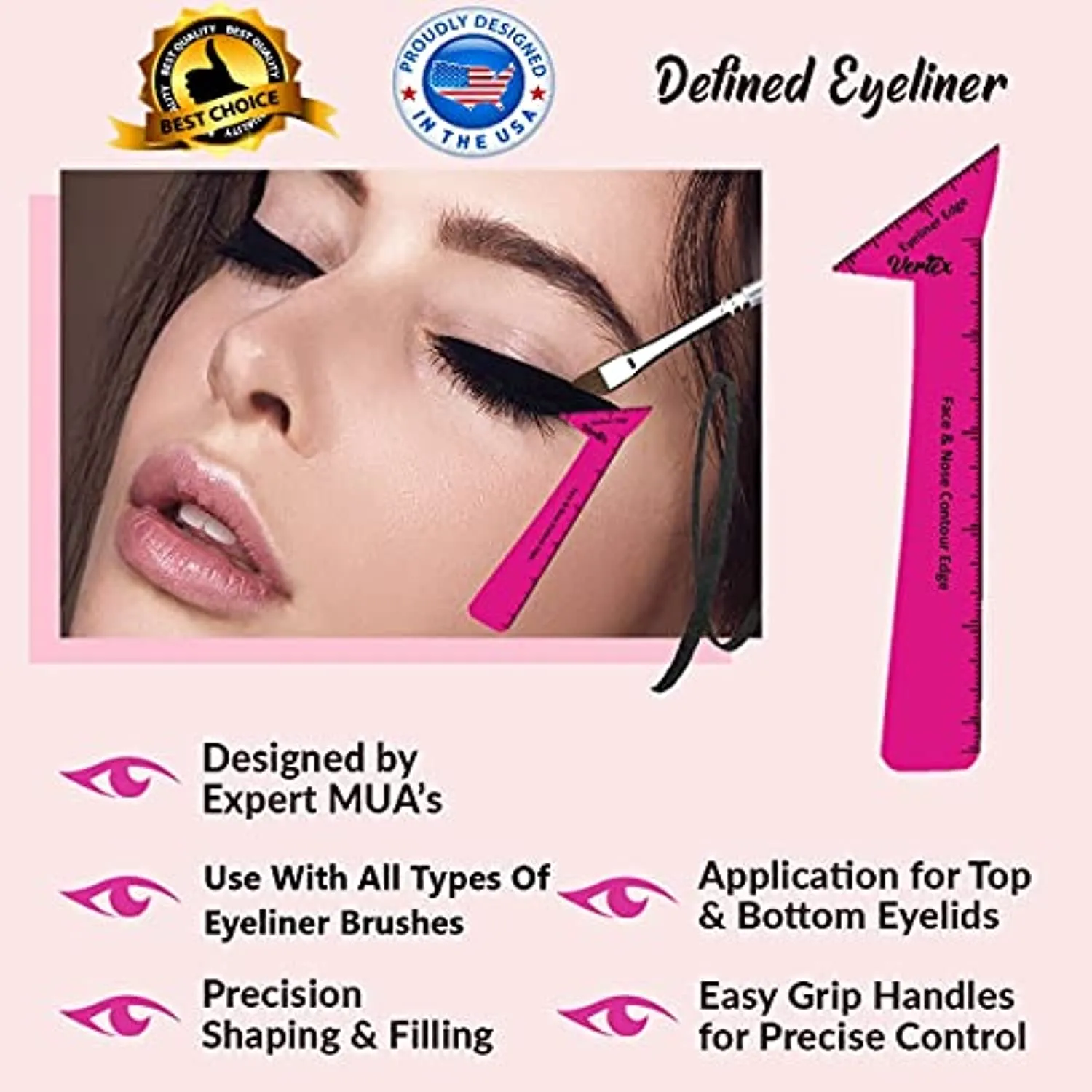 Eyeliner Stencils Wing Tips – Eyebrow Stencil Reusable For Beginners With Liquid Gel Brush Pen Sharpener Angled Winged Tip And Small Angle Eye Stamp Waterproof Pencil Brow Pomade Contour Brushes Set