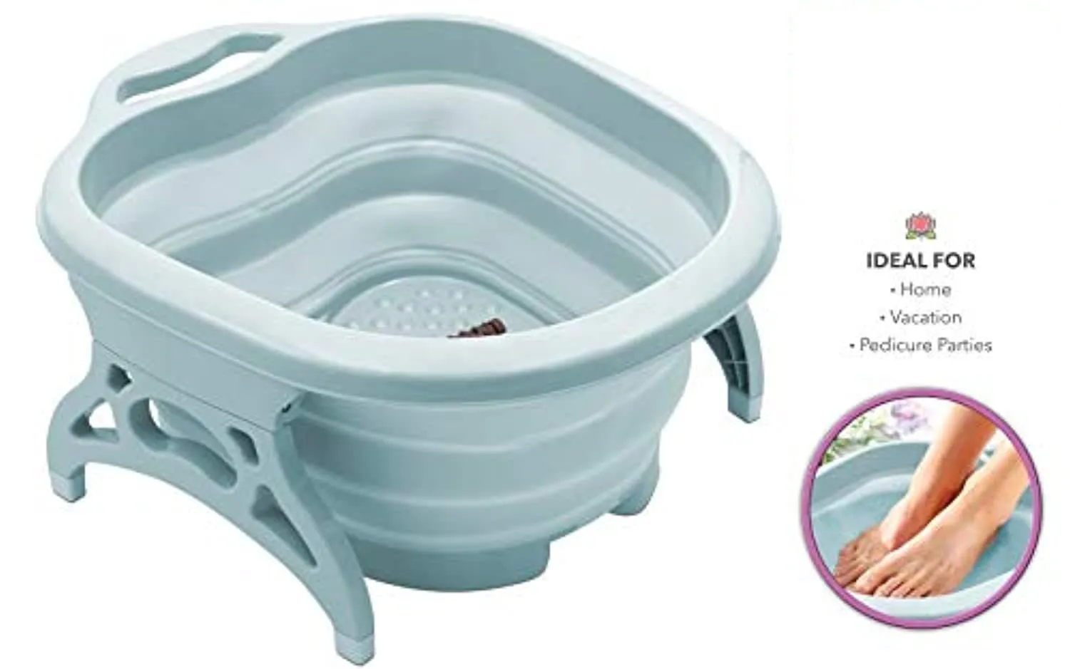 Foldable Foot Spa Stress Relief Collapsible Foot Bath Tub with Massaging Rollers