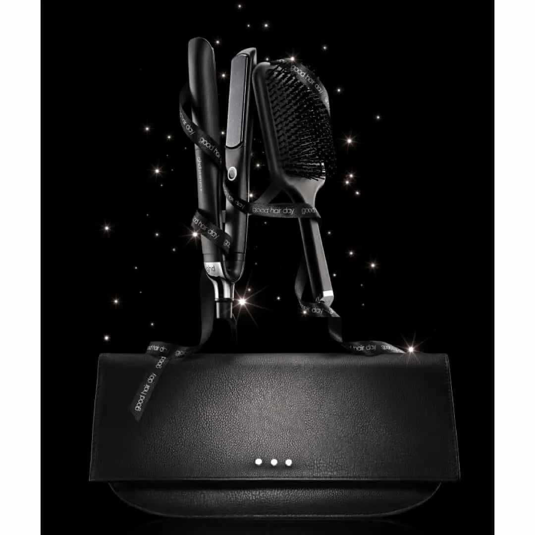 GHD PLATINUM  HAIR STRAIGHTENER GIFT SET IN BLACK