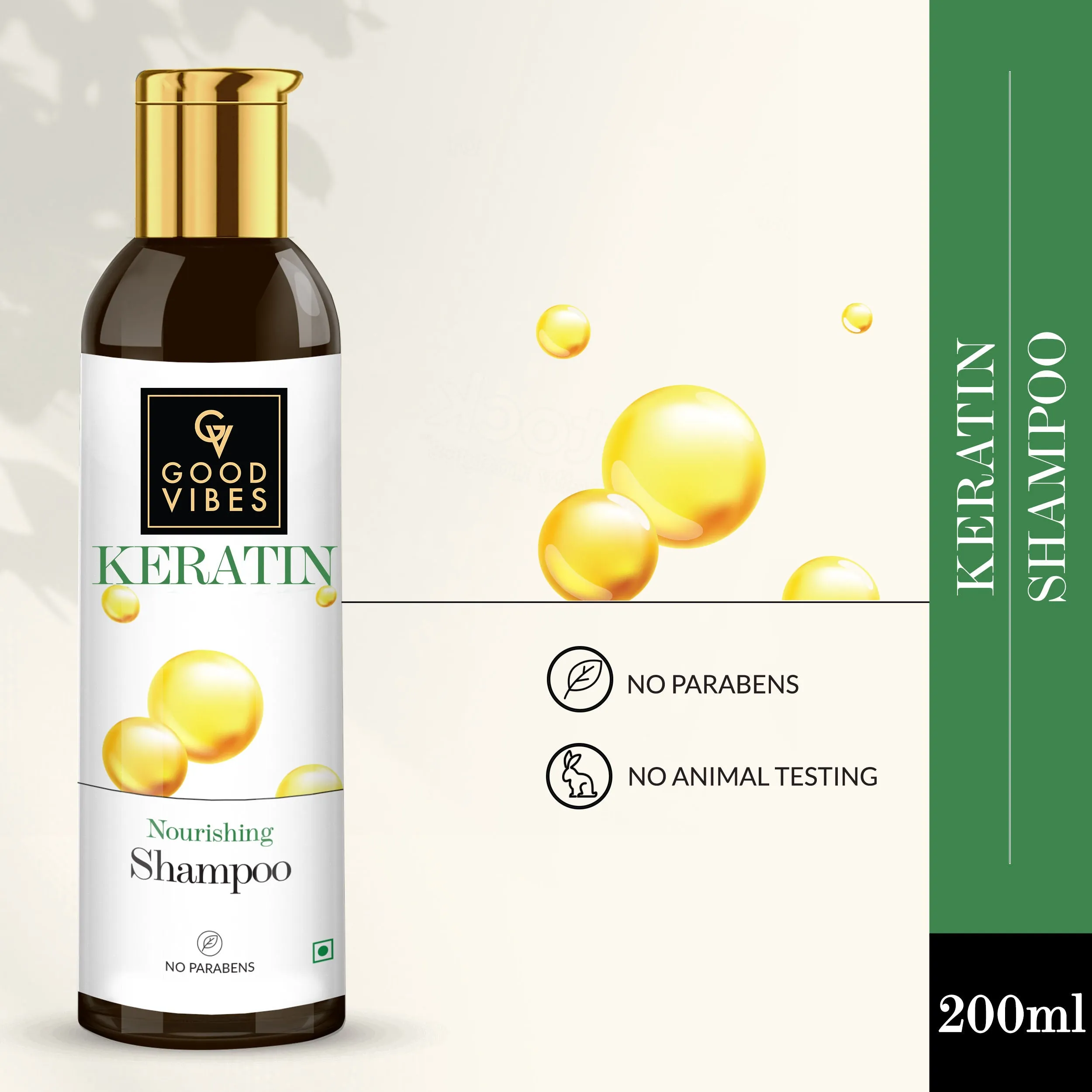 Good Vibes Keratin Nourishing Shampoo | Hair Repair, Anti-Dandruff, Strengthening | With Argan Oil | No Parabens, No Animal Testing (200 ml)