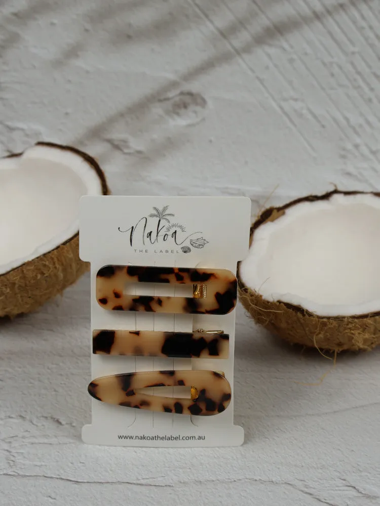 Hair Clip - Set of 3 - Acetate - Leopard