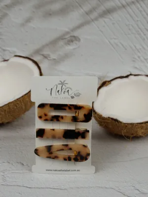 Hair Clip - Set of 3 - Acetate - Leopard