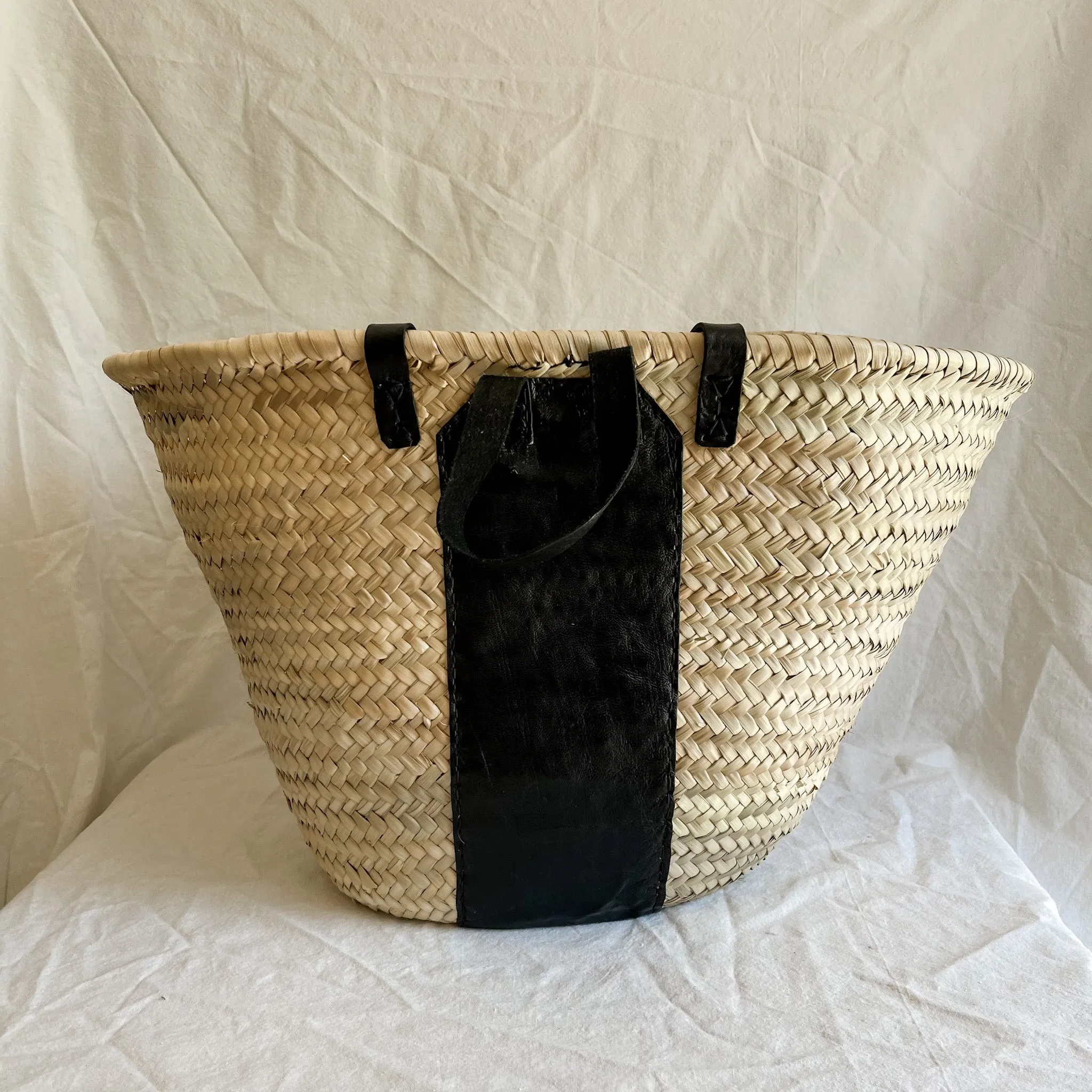 *I'M NOT PERFECT BASKET*  BLACK   BLACK STITCHING