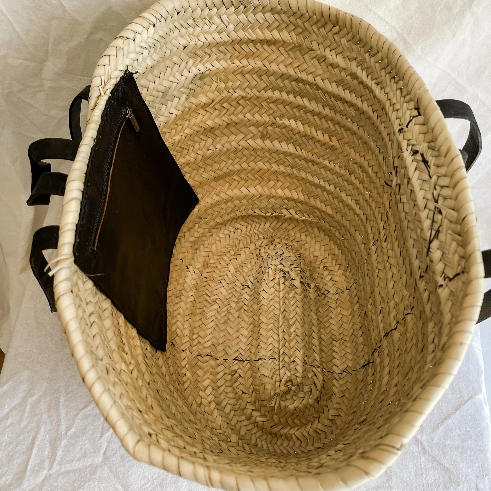 *I'M NOT PERFECT BASKET*  BLACK   BLACK STITCHING