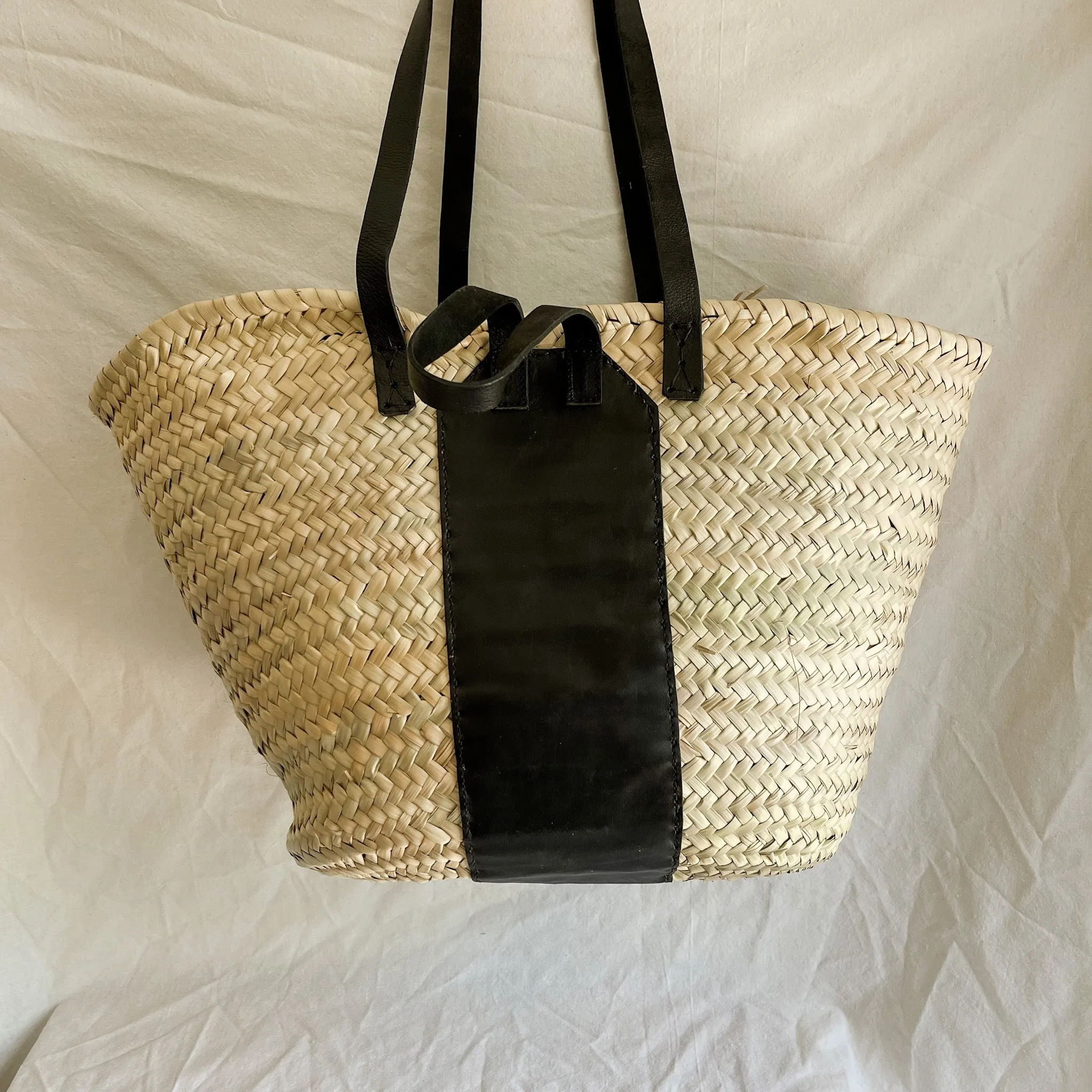 *I'M NOT PERFECT BASKET*  BLACK   BLACK STITCHING