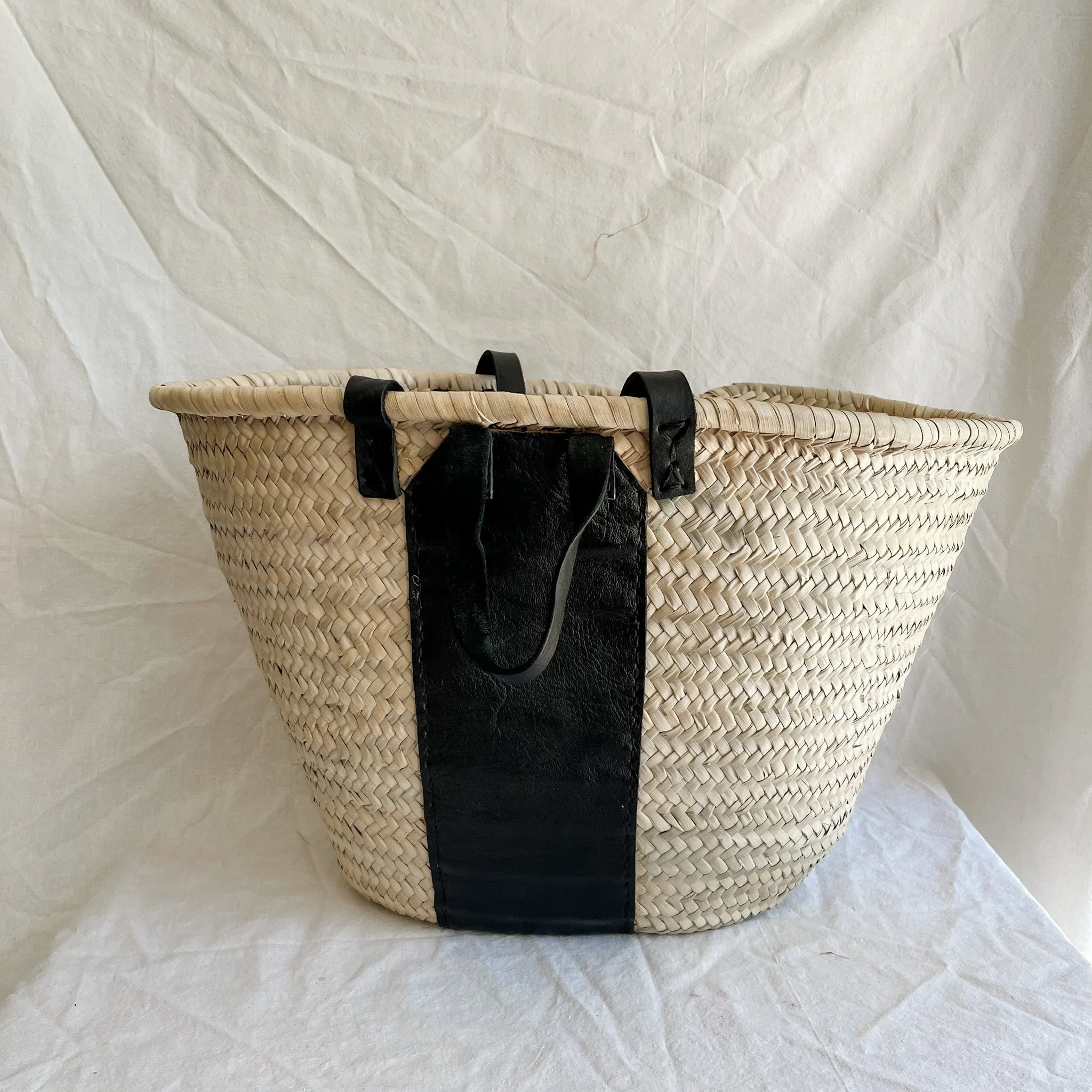 *I'M NOT PERFECT BASKET*  BLACK   BLACK STITCHING