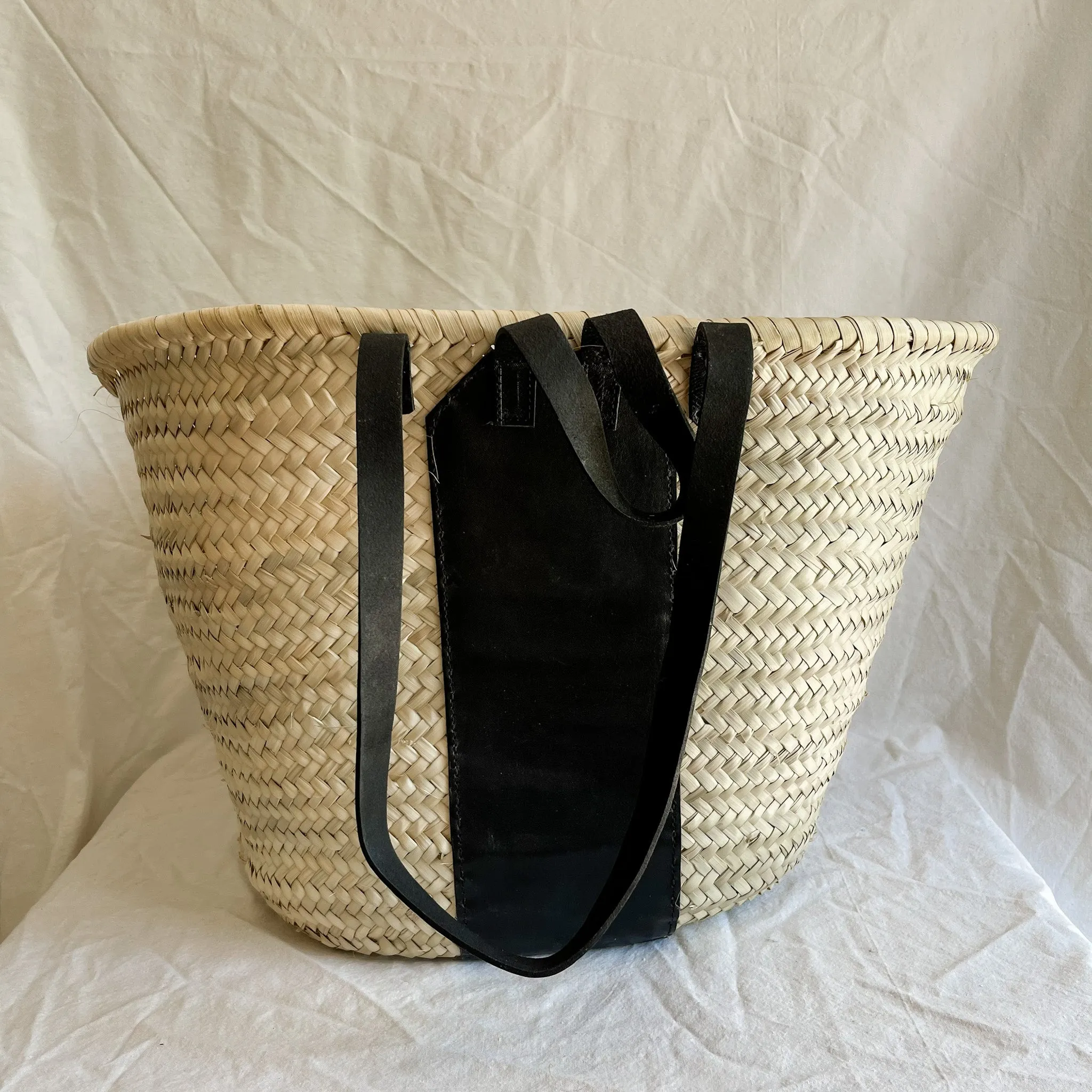 *I'M NOT PERFECT BASKET*  BLACK   BLACK STITCHING