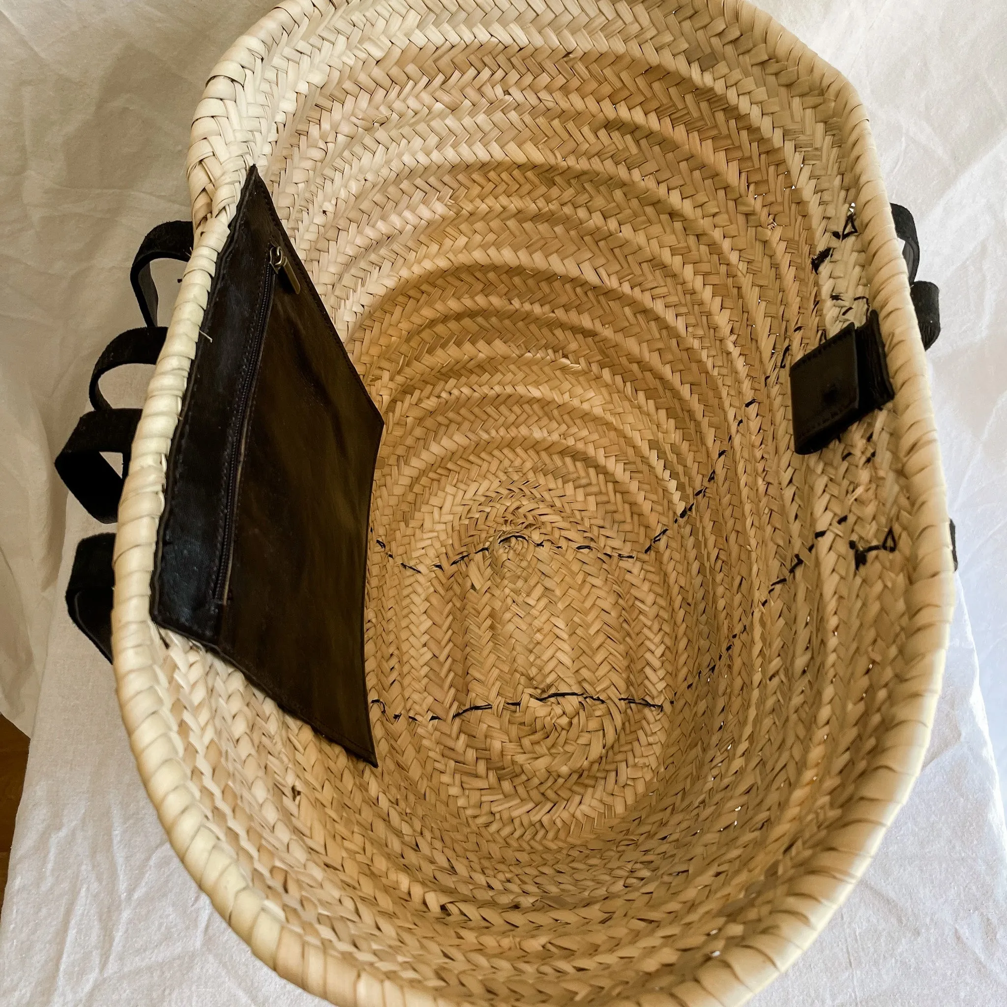 *I'M NOT PERFECT BASKET*  BLACK   BLACK STITCHING
