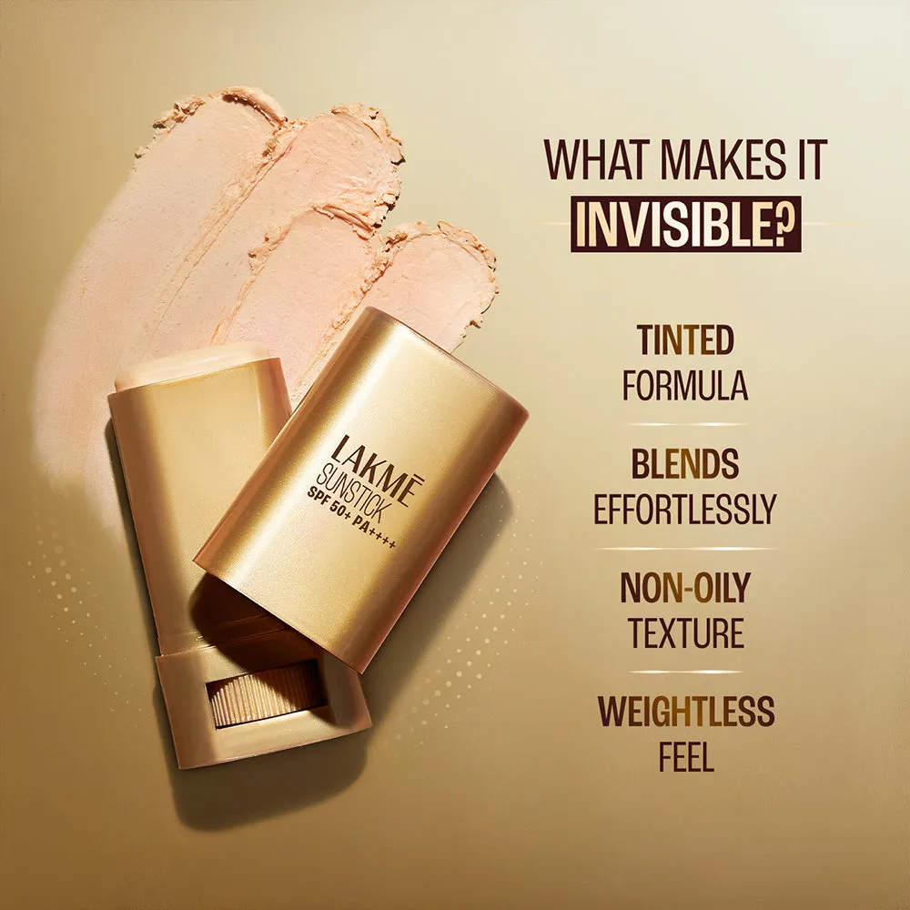 Lakmē Sun Expert Invisible Sunstick SPF 50  PA     for UVA/B,No white cast,on the go protection 18G