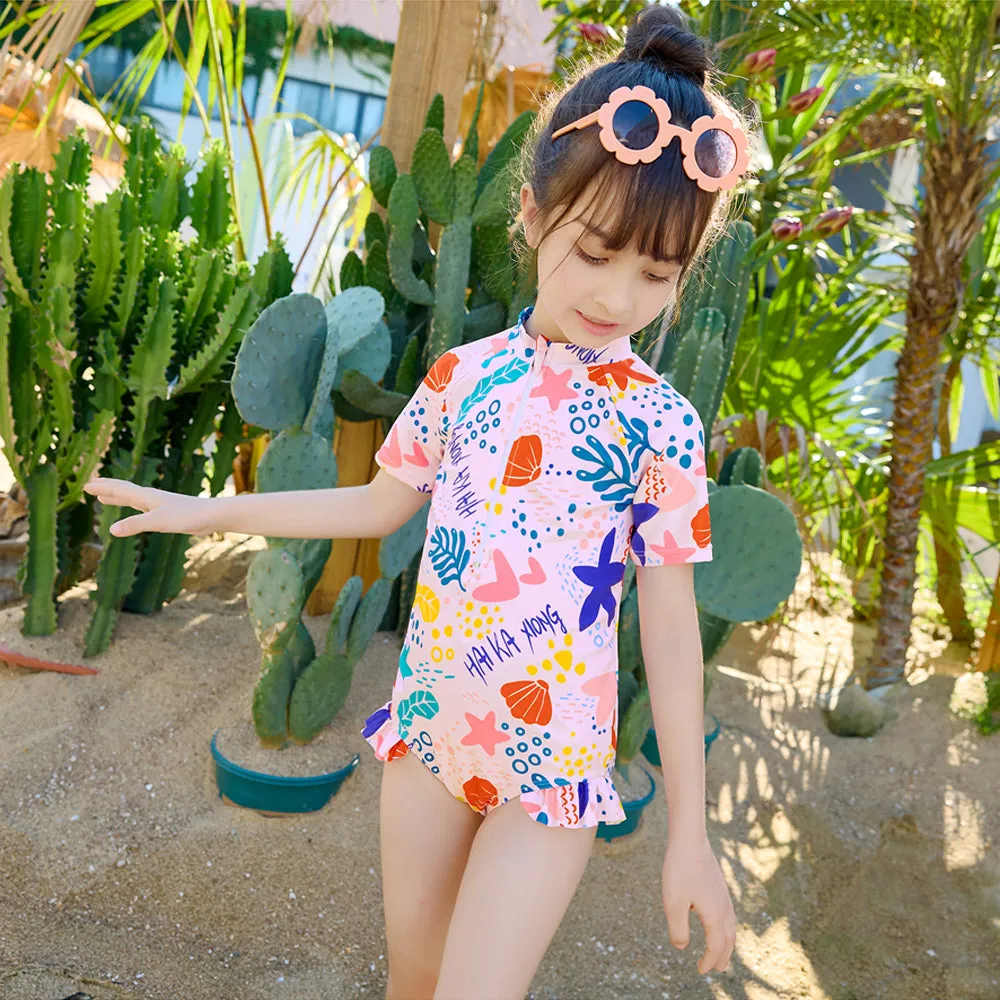 Little Surprise Box,Pink Shell Starfish Toddlers & Kids Swimwear  Swim Cap