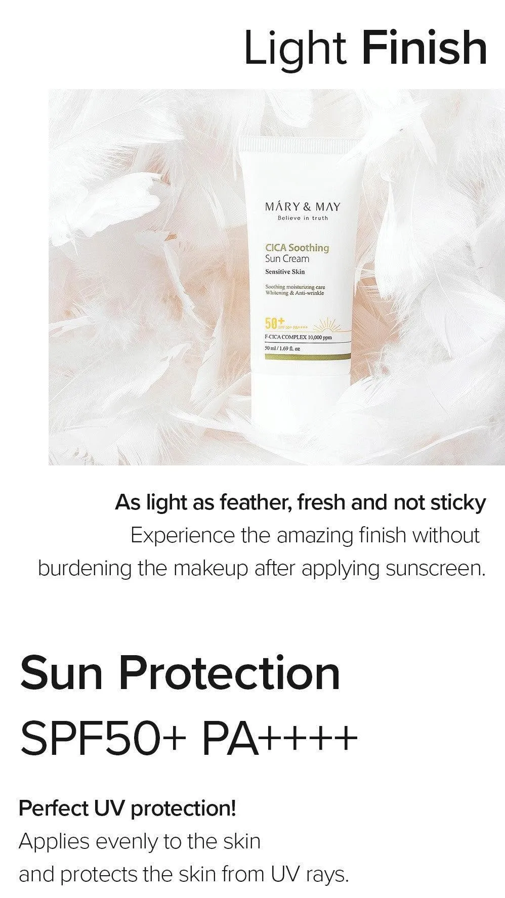 MARY&MAY CICA Soothing Sun Cream SPF50  PA     - 50ml