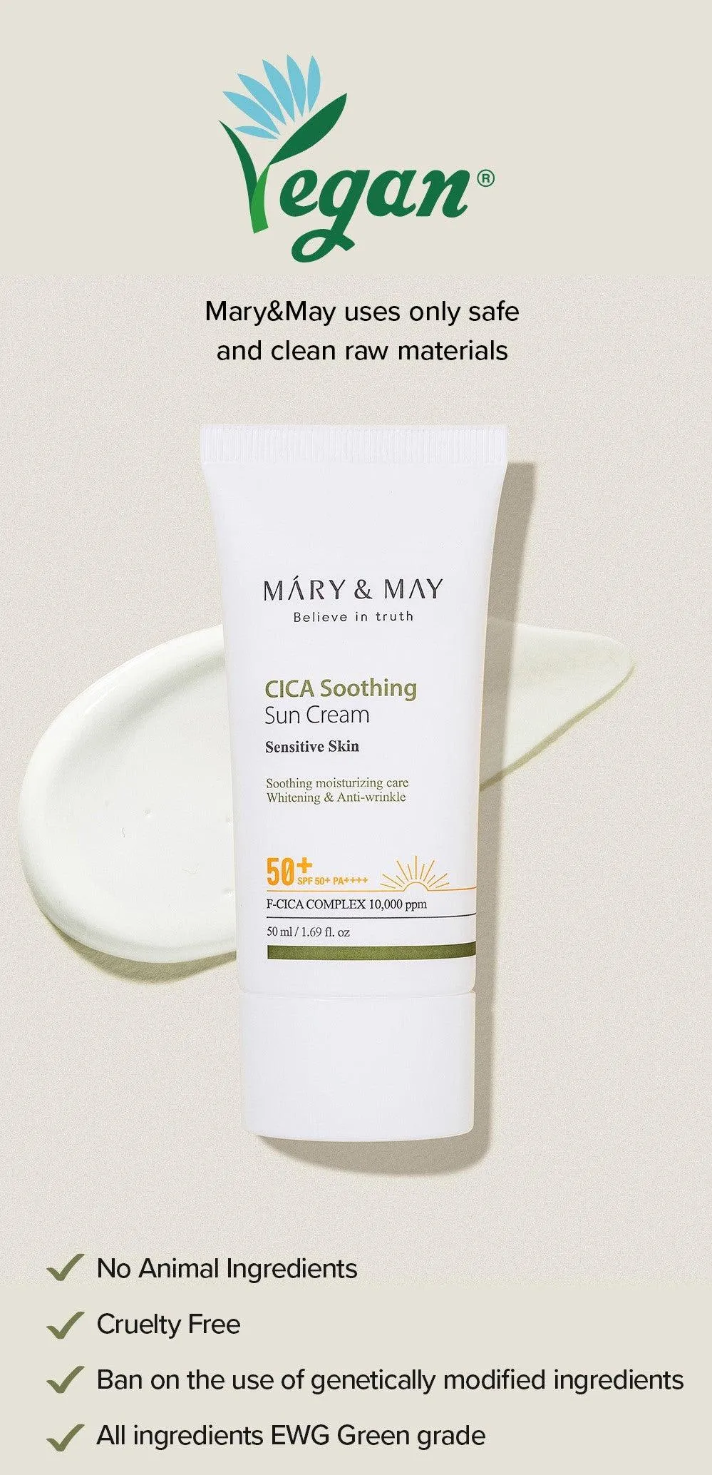 MARY&MAY CICA Soothing Sun Cream SPF50  PA     - 50ml