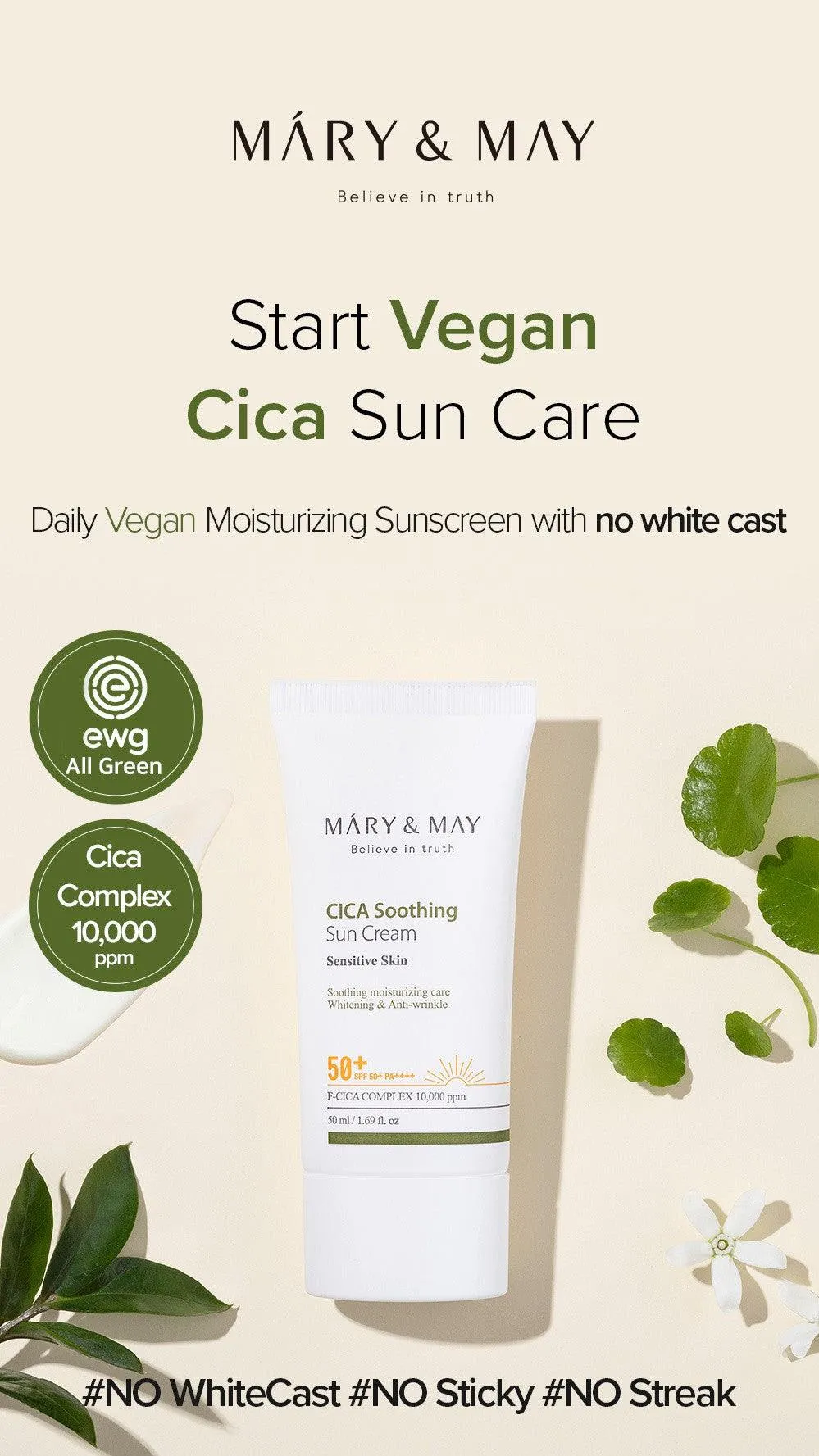 MARY&MAY CICA Soothing Sun Cream SPF50  PA     - 50ml