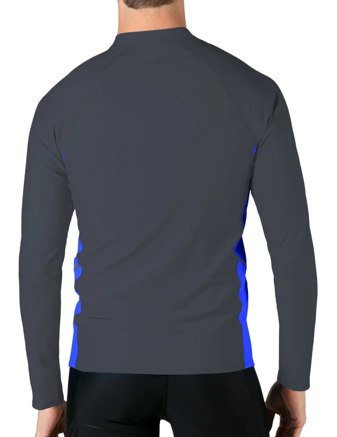 Men's  Swim Performance Long Sleeve Rash Guard - Dark Gray / Royal
