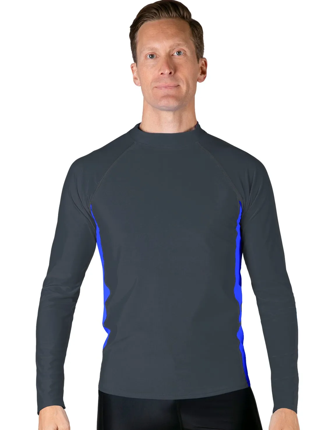 Men's  Swim Performance Long Sleeve Rash Guard - Dark Gray / Royal