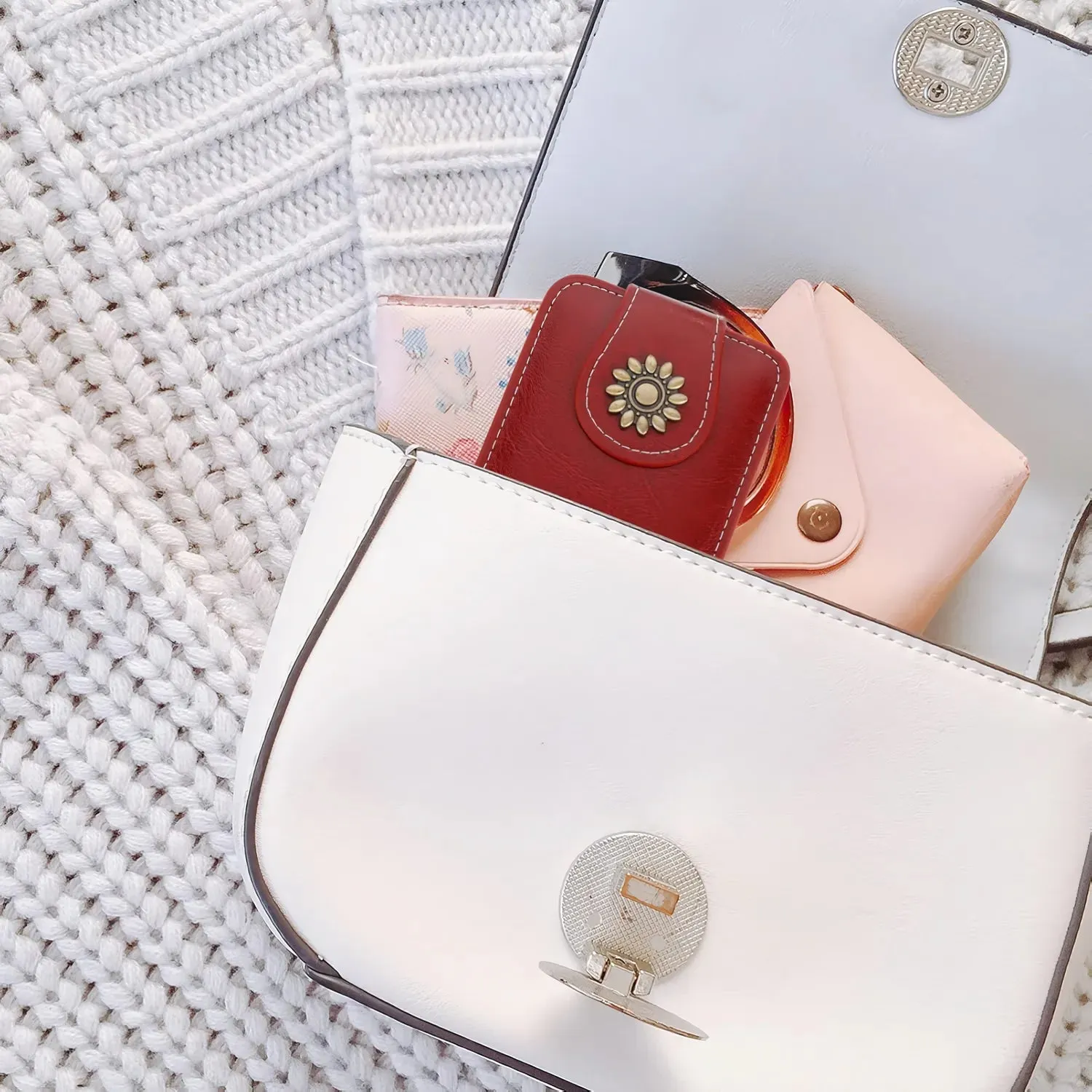 Mini Portable Leather Makeup Bag with Mirror