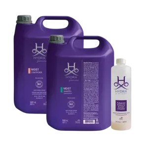 Moist Shampoo and Conditioner Gallon with Dilution Bottle Set by Hydra
