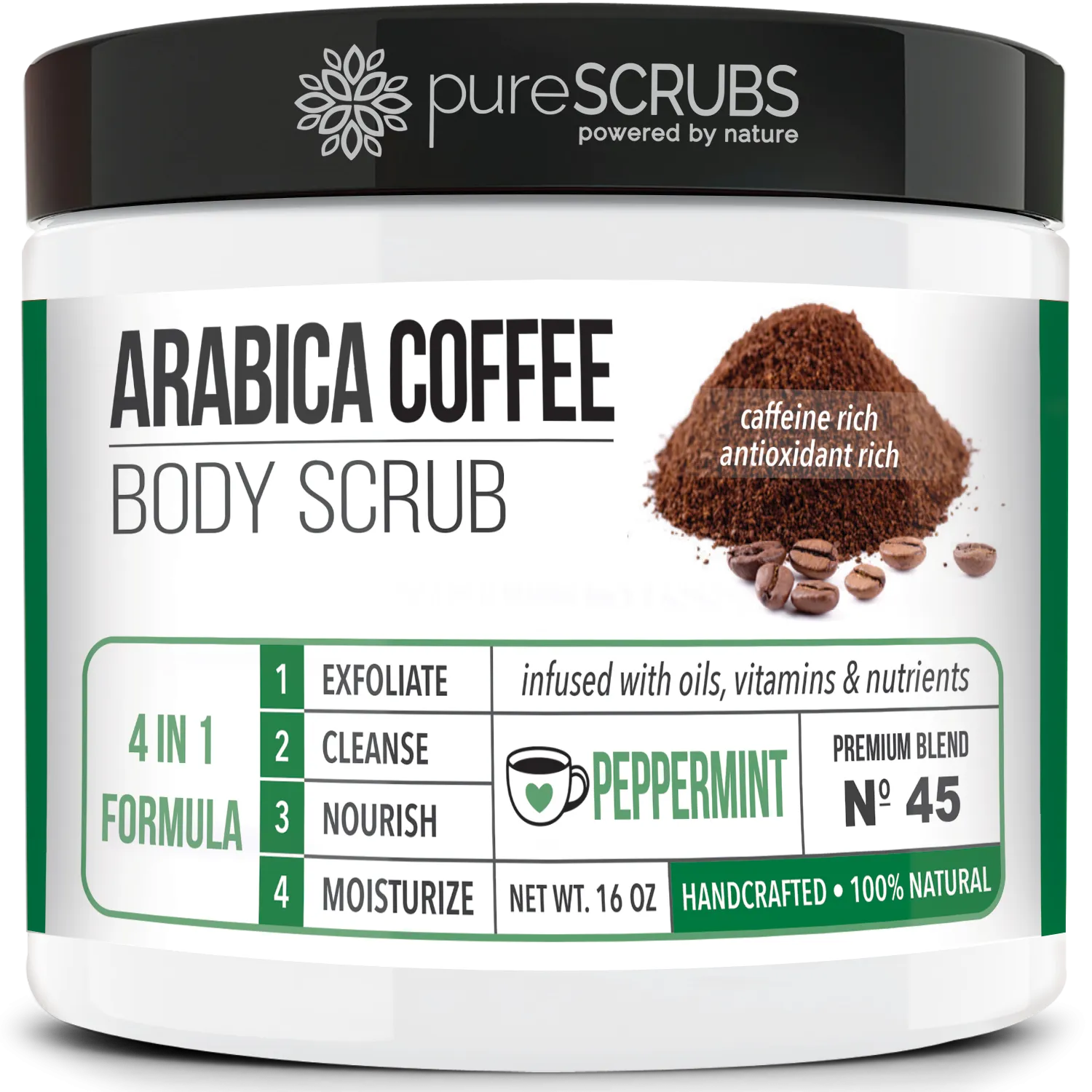 Peppermint Body Scrub / Arabica Coffee / Premium Blend #45
