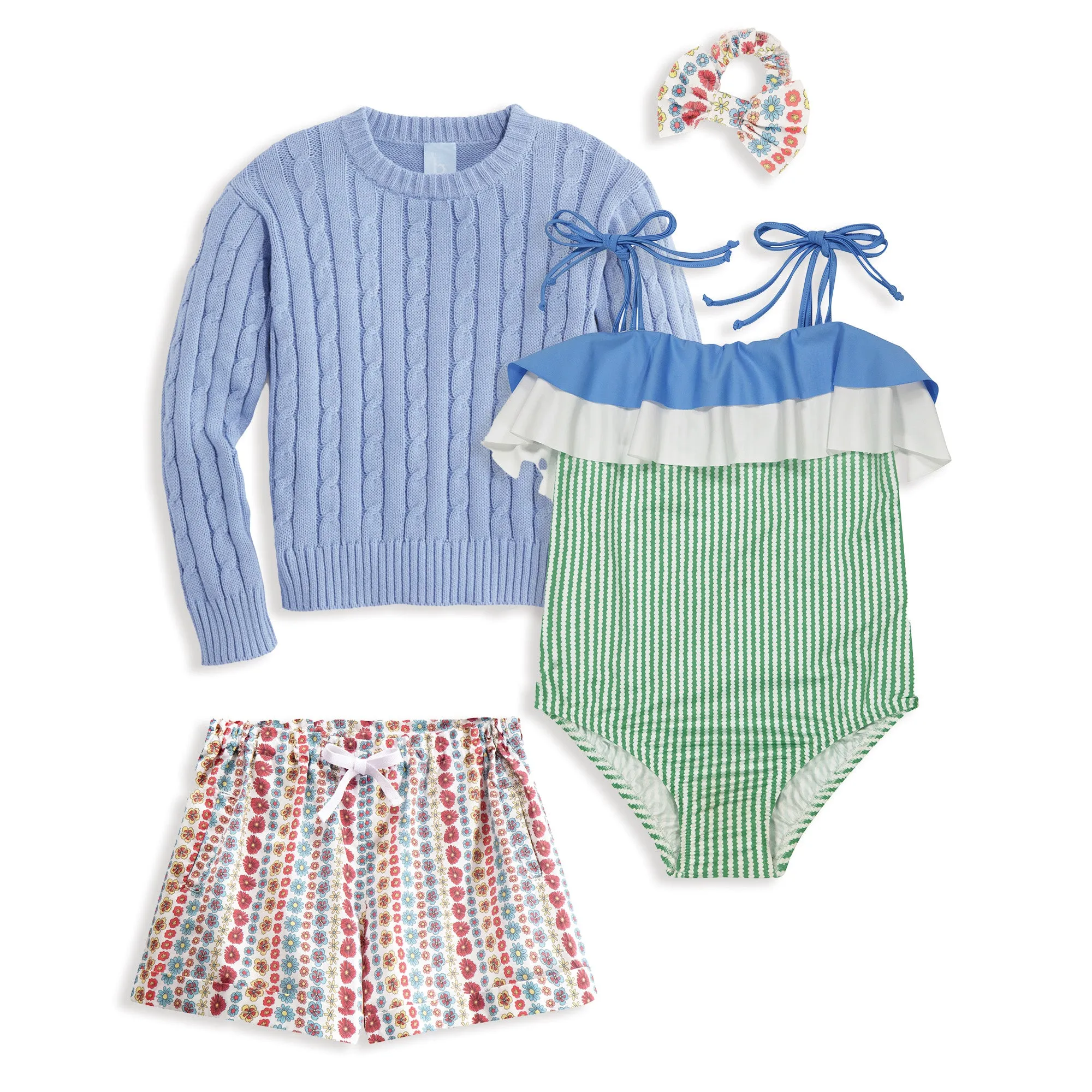 Printed Newport Bathing Suit -- Green Bubble Stripe