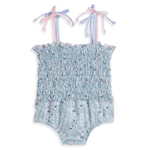 Smocked One Piece Bathing Suit -- Forget Me Not