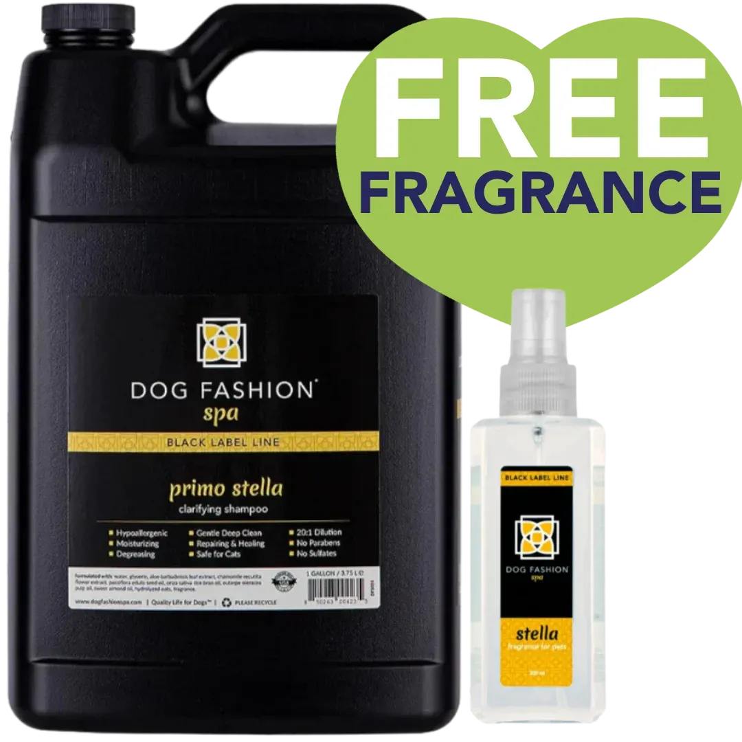 Stella Primo Clarifying Shampoo Gallon with Stella Fragrance 200 ml Set by Dog Fashion Spa