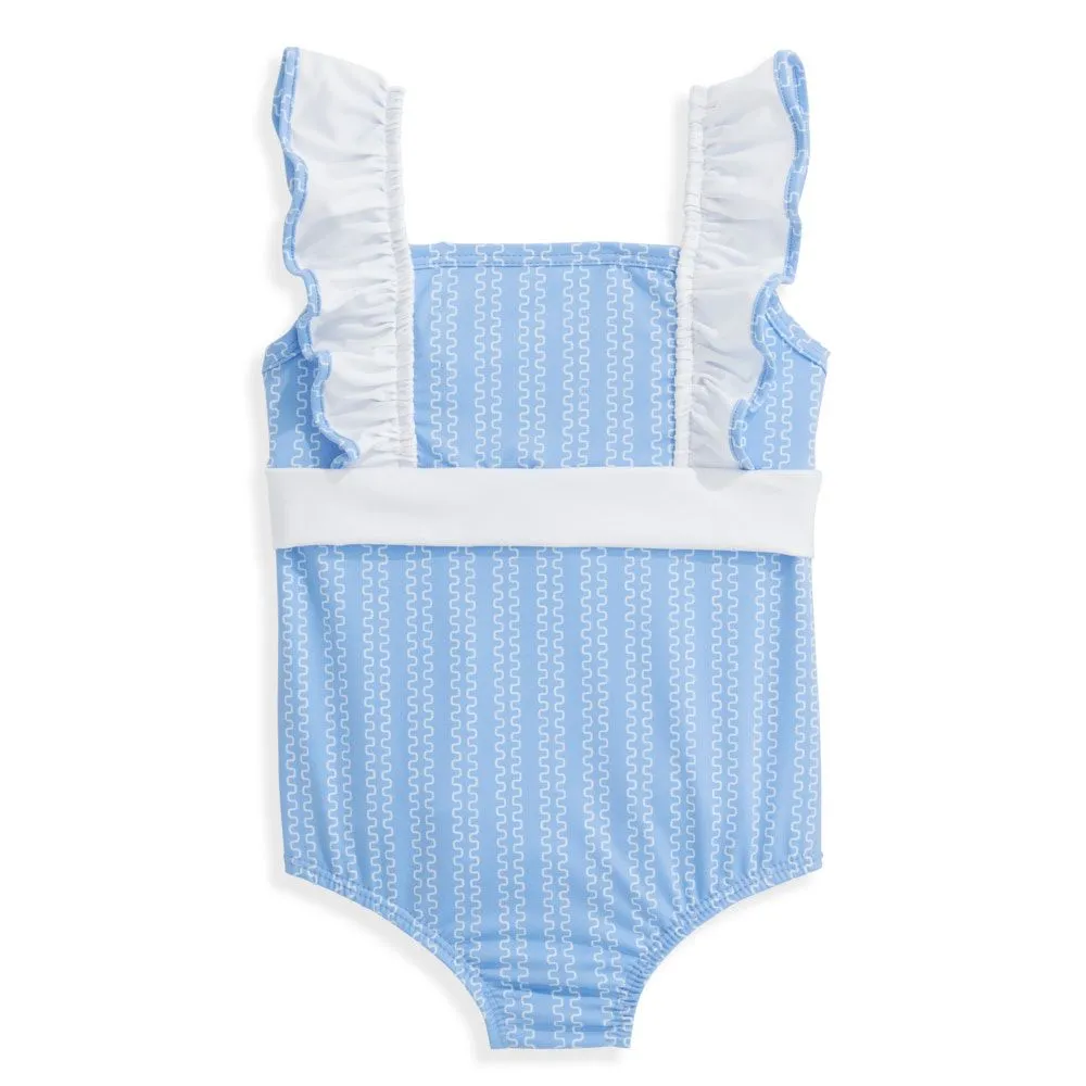 Striped Penelope Bathing Suit -- Blue Ticking