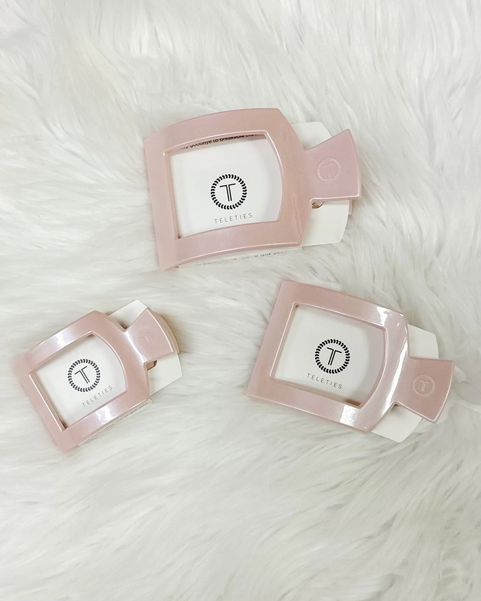 TELETIES Pearly Pink Square Flat Hair Clip