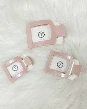 TELETIES Pearly Pink Square Flat Hair Clip