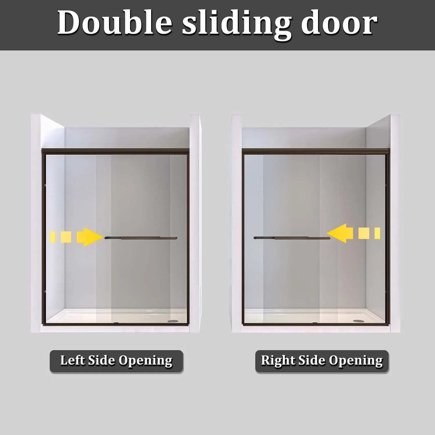 Toolkiss Semi Frameless Sliding Tub Shower Door 56’’ to 60’’ W x 58’’ H, Matte Black