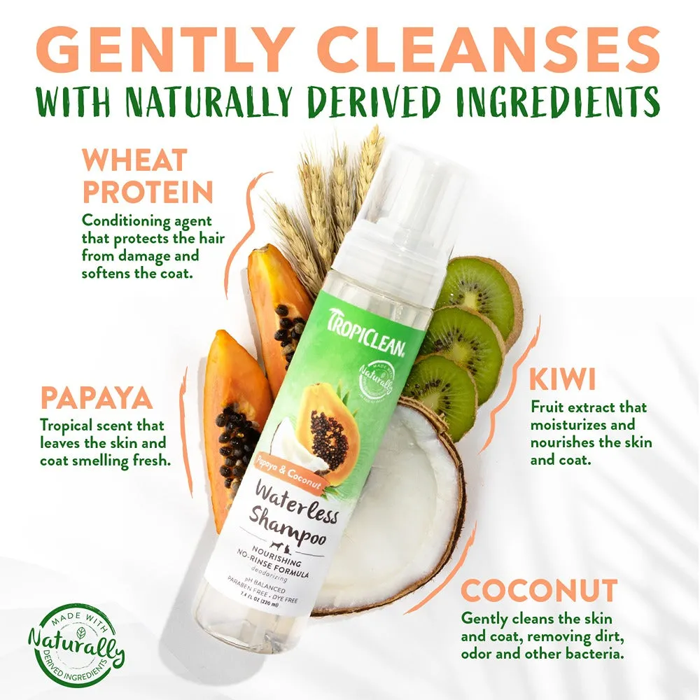 TropiClean Papaya & Coconut Waterless Shampoo 220mL