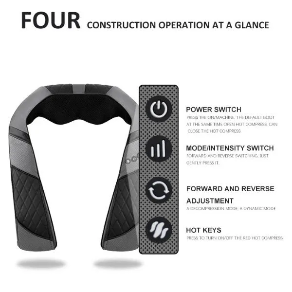 TUTT Premium Shiatsu Neck and Shoulder Massager With Carrying Bag, Deep Tissue 3D Kneading Shoulder Neck Back Massager Soothing Heat, Waist Massage Pillow Wall & Car Charger (2)
