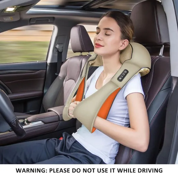 TUTT Premium Shiatsu Neck and Shoulder Massager With Carrying Bag, Deep Tissue 3D Kneading Shoulder Neck Back Massager Soothing Heat, Waist Massage Pillow Wall & Car Charger (2)