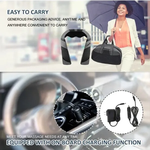 TUTT Premium Shiatsu Neck and Shoulder Massager With Carrying Bag, Deep Tissue 3D Kneading Shoulder Neck Back Massager Soothing Heat, Waist Massage Pillow Wall & Car Charger (2)