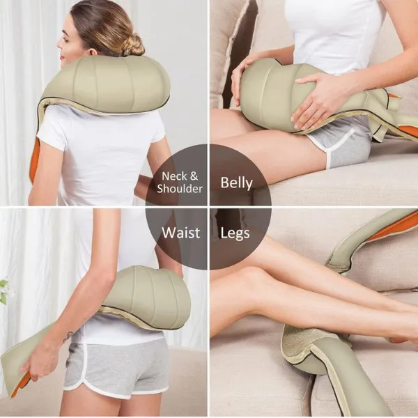 TUTT Premium Shiatsu Neck and Shoulder Massager With Carrying Bag, Deep Tissue 3D Kneading Shoulder Neck Back Massager Soothing Heat, Waist Massage Pillow Wall & Car Charger (2)