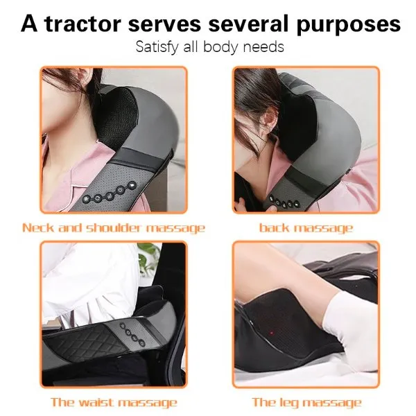 TUTT Premium Shiatsu Neck and Shoulder Massager With Carrying Bag, Deep Tissue 3D Kneading Shoulder Neck Back Massager Soothing Heat, Waist Massage Pillow Wall & Car Charger (2)