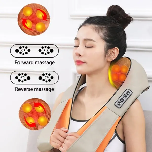TUTT Premium Shiatsu Neck and Shoulder Massager With Carrying Bag, Deep Tissue 3D Kneading Shoulder Neck Back Massager Soothing Heat, Waist Massage Pillow Wall & Car Charger (2)